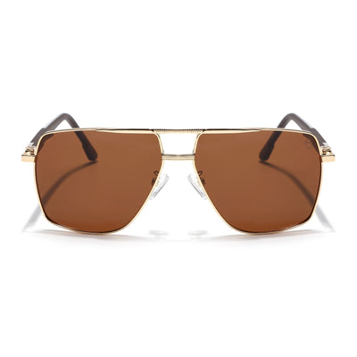 Eyejack Aviator Polarized Sunglasses for Men & Women (Brown Lens | Golden Frame - 8015PCL1976)