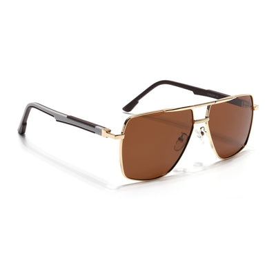 Eyejack Aviator Polarized Sunglasses for Men & Women (Brown Lens | Golden Frame - 8015PCL1976)