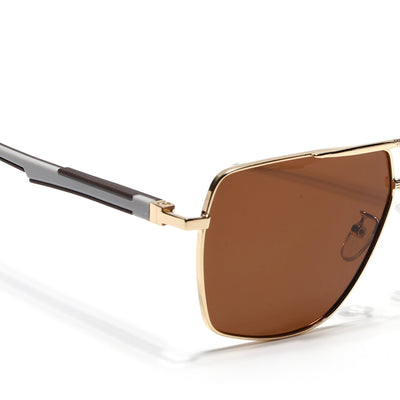 Eyejack Aviator Polarized Sunglasses for Men & Women (Brown Lens | Golden Frame - 8015PCL1976)