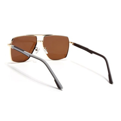 Eyejack Aviator Polarized Sunglasses for Men & Women (Brown Lens | Golden Frame - 8015PCL1976)