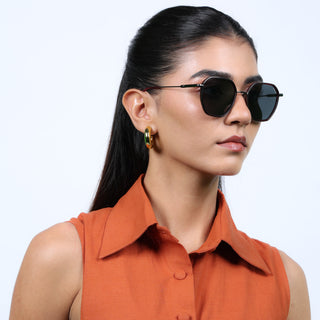 Eyejack Aura Red & Grey Hexagonal Polarized Sunglasses for Men & Women (2503PCL1481)