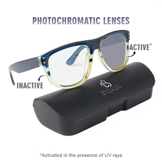 Eyejack Photochromic reverse technology Navy Blue & Yellow Sunglasses (1002CL614-C4)