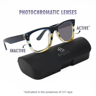 Eyejack Photochromic reverse technology Navy Blue & Yellow Sunglasses (1003CL626-C4)