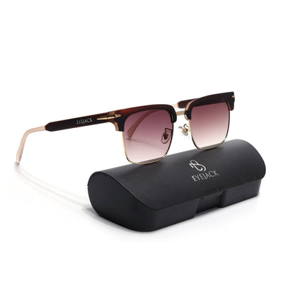 Eyejack Brown & Golden Square Sunglasses for Men & Women (1119CL1090)