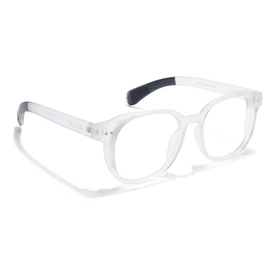 Eyejack Thunder Matt Transparent Round Eyeglasses for Men & Women (1387CL562-C4)