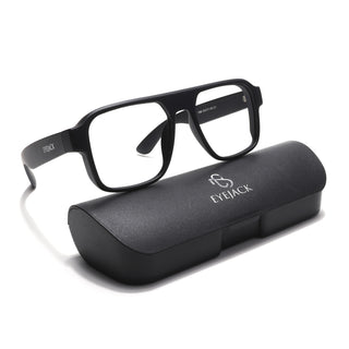 Eyejack Thunder Black Square Eyeglasses for Men & Women (1389CL569-C1)