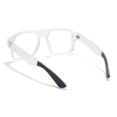 Eyejack Thunder Matt Transparent Square Eyeglasses for Men & Women (1389CL570-C2)