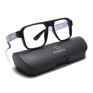 Eyejack Thunder Black Square Eyeglasses for Men & Women (1389CL571-C3)