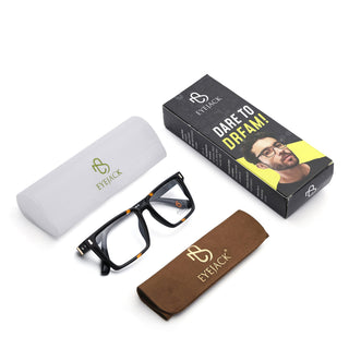 Eyejack Black & Brown Rectangle Eyeglasses for Men & Women (162001FCL2438)