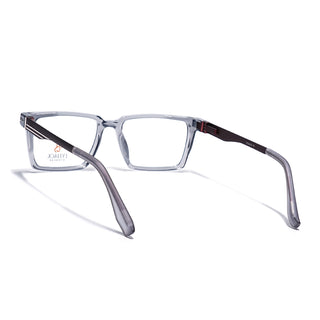 Eyejack Transparent Grey Rectangle Eyeglasses for Men & Women (162001FCL2441)