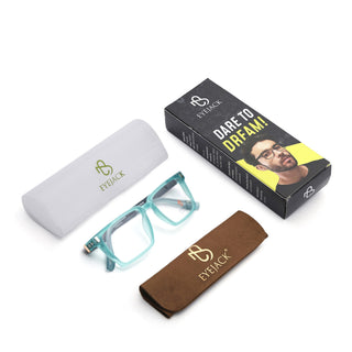 Eyejack Aqua Rectangle Eyeglasses for Men & Women (162001FCL2444)