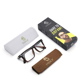 Eyejack Brown Rectangle Eyeglasses for Men & Women (162001FCL2445)
