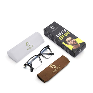 Eyejack Black & Transparent Rectangle Eyeglasses for Men & Women (162002FCL2451)
