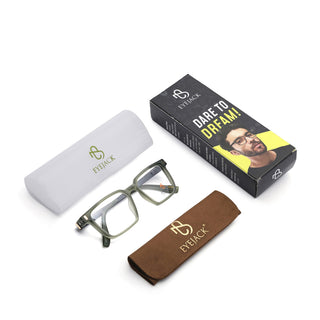 Eyejack Olive Rectangle Eyeglasses for Men & Women (162002FCL2458)