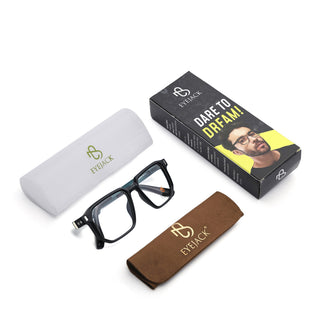 Eyejack Black Wayfarer Eyeglasses for Men & Women (162003FCL2461)