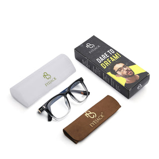 Eyejack Black & Transparent Wayfarer Eyeglasses for Men & Women (162004FCL2475)