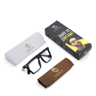 Eyejack Black Wayfarer Eyeglasses for Men & Women (162005FCL2484)