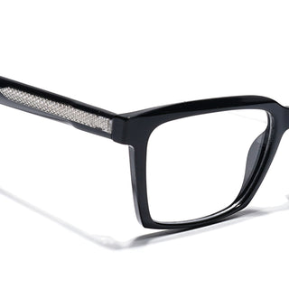 Eyejack Shine Black Rectangle Eyeglasses for Men & Women (163004FCL2261)