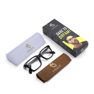 Eyejack Shine Black Rectangle Eyeglasses for Men & Women (163004FCL2261)