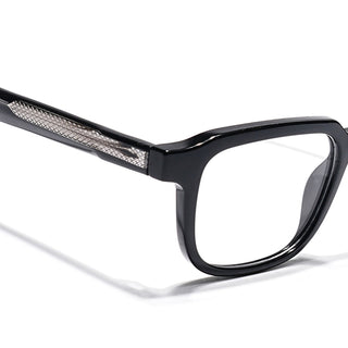 Eyejack Shine Black Square Eyeglasses for Men & Women (163007FCL2285)