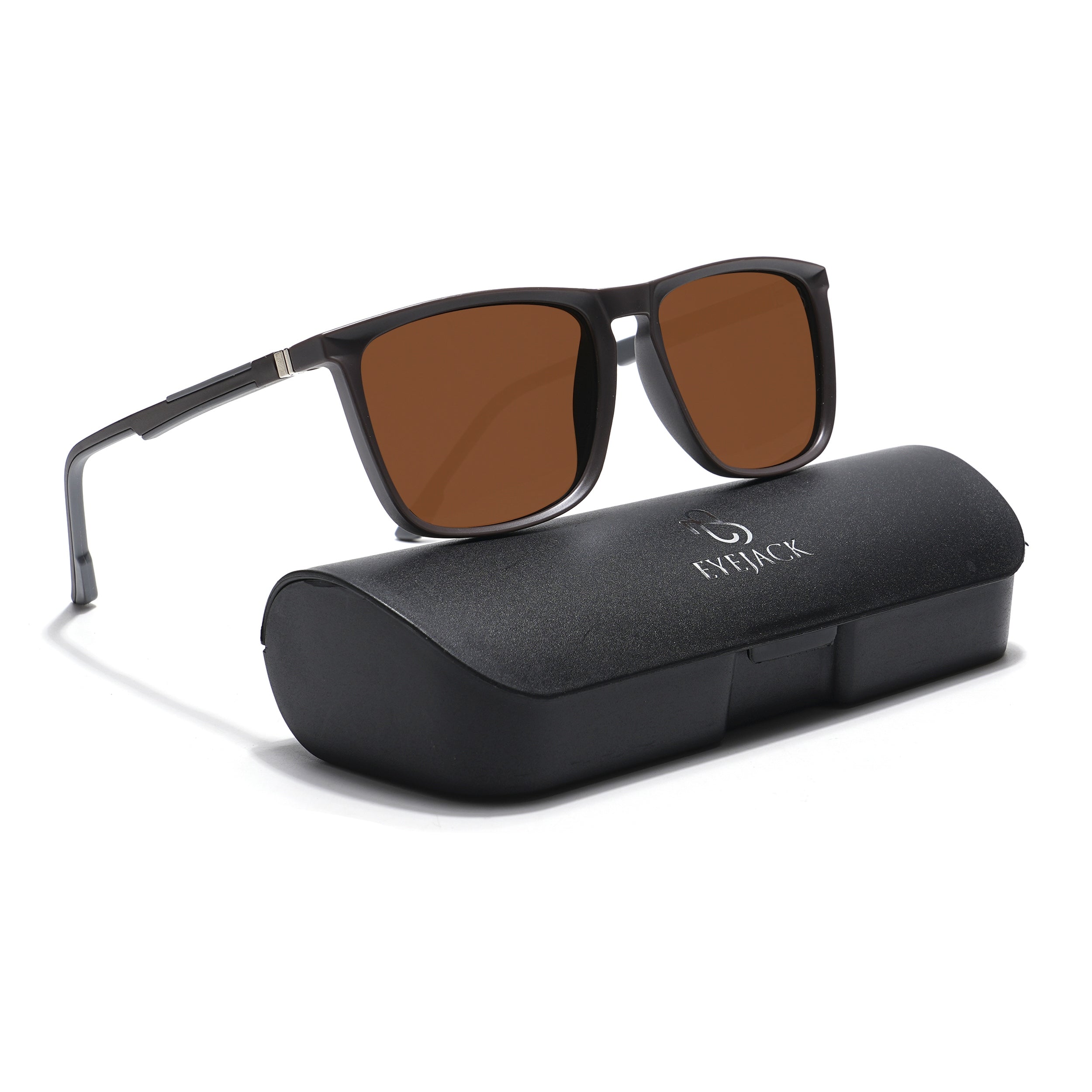 Eyejack Coal Square Polarized Sunglasses for Men Women (Brown Lens Brown Frame 17001PCL747)