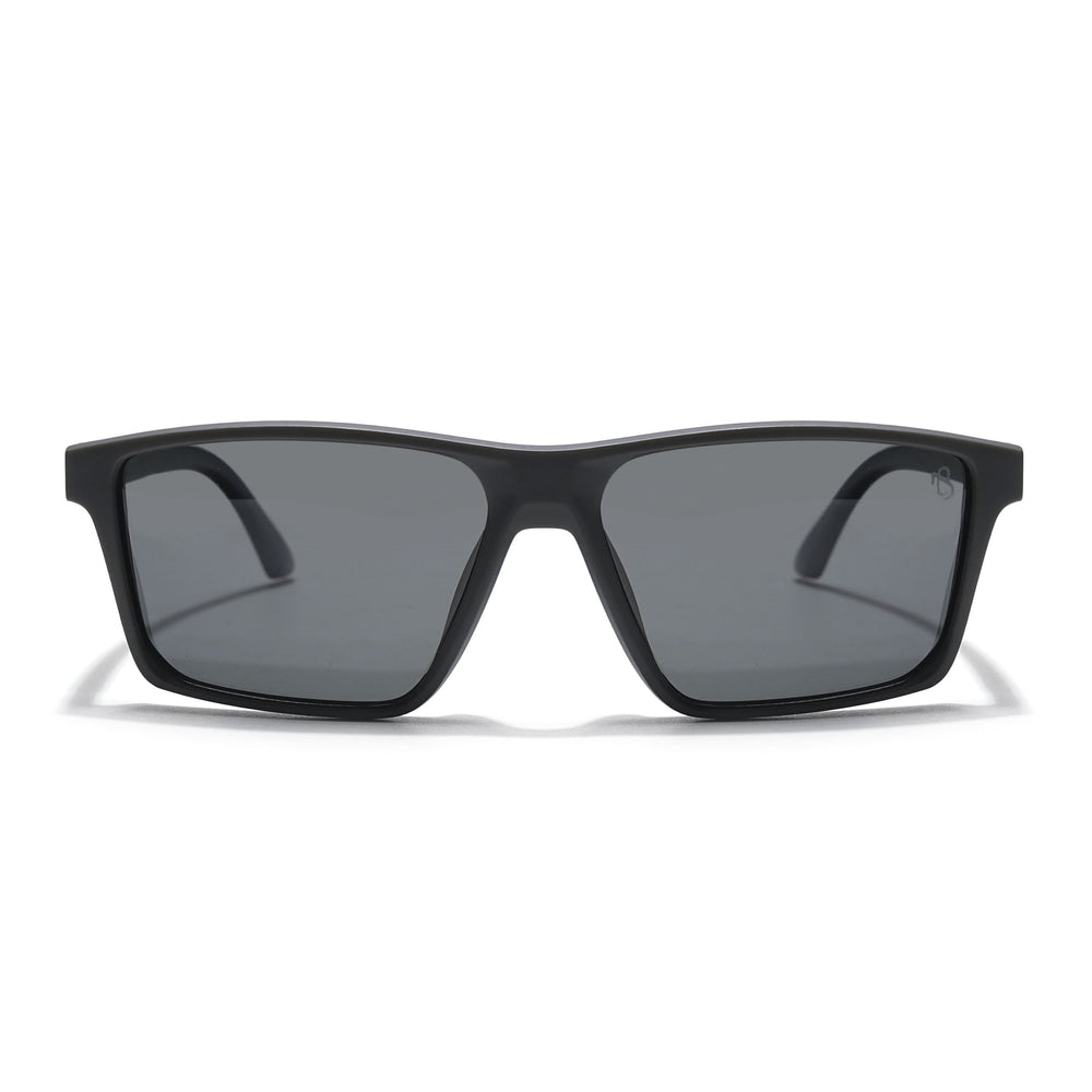 Eyejack Rectangle Polarized Sunglasses for Men & Women (Black Lens | Black Frame - 17003PCL748)