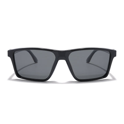 Eyejack Rectangle Polarized Sunglasses for Men & Women (Black Lens | Grey Frame - 17003PCL749)