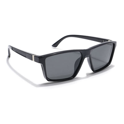 Eyejack Rectangle Polarized Sunglasses for Men & Women (Black Lens | Grey Frame - 17003PCL749)