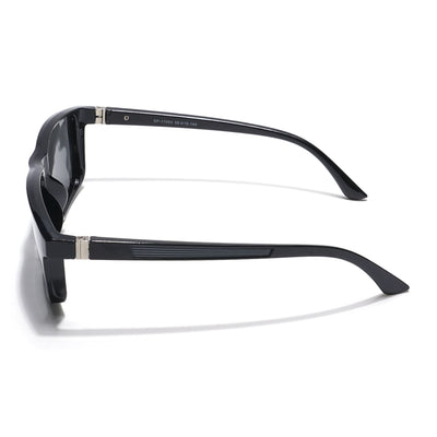 Eyejack Rectangle Polarized Sunglasses for Men & Women (Black Lens | Grey Frame - 17003PCL749)