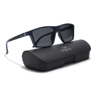 Eyejack Rectangle Sunglasses for Men & Women (Black Lens | Navy Blue Frame - 17003PCL750)