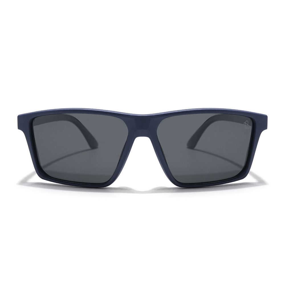 Eyejack Rectangle Polarized Sunglasses for Men & Women (Black Lens | Navy Blue Frame - 17003PCL750)