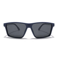 Eyejack Rectangle Polarized Sunglasses for Men & Women (Black Lens | Navy Blue Frame - 17003PCL750)