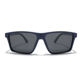 Eyejack Rectangle Polarized Sunglasses for Men & Women (Black Lens | Navy Blue Frame - 17003PCL750)