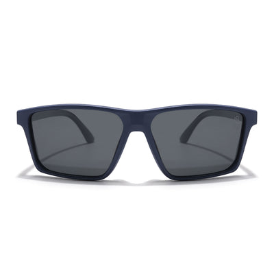 Eyejack Rectangle Polarized Sunglasses for Men & Women (Black Lens | Navy Blue Frame - 17003PCL750)