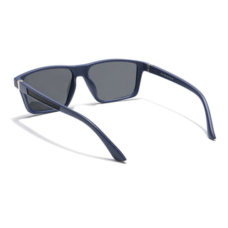 Eyejack Rectangle Polarized Sunglasses for Men & Women (Black Lens | Navy Blue Frame - 17003PCL750)