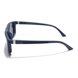 Eyejack Rectangle Polarized Sunglasses for Men & Women (Black Lens | Navy Blue Frame - 17003PCL750)