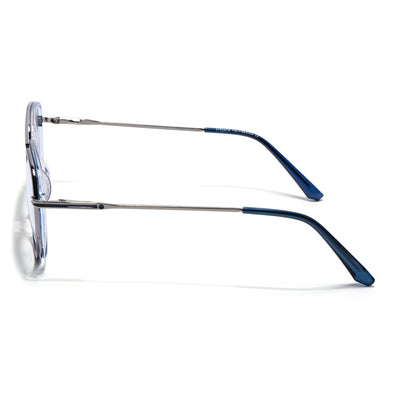 Eyejack Skyline Silver & Blue Wayfarer Eyeglasses for Men & Women (170208FCL2034-C3)