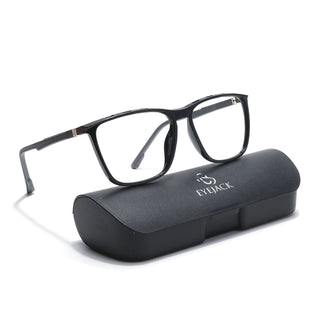 Eyejack Disk Premium Shine Black Square Eyeglasses for Men & Women (18002CL587-C1)