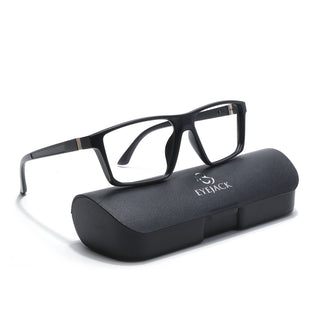 Eyejack Disk Premium Matt Black Rectangle Eyeglasses for Men & Women (18003CL590-C2)