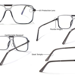 EyeJack Titex Shine Grey Wayfarer Eyeglasses for Men & Women (18901CL253-C5)