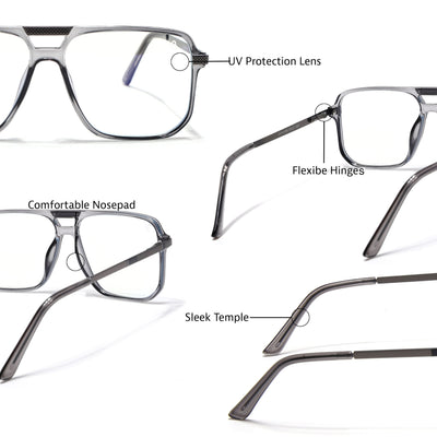 EyeJack Titex Shine Grey Wayfarer Eyeglasses for Men & Women (18901CL253-C5)