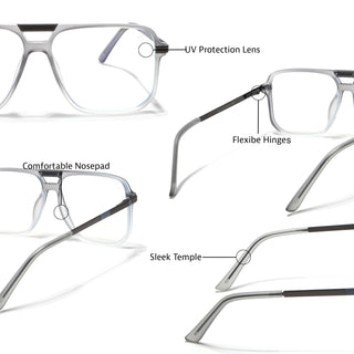 EyeJack Titex Matt Grey Wayfarer Eyeglasses for Men & Women (18901CL254-C6)