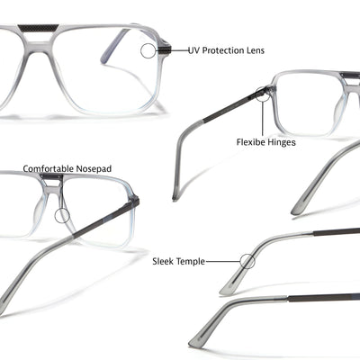 EyeJack Titex Matt Grey Wayfarer Eyeglasses for Men & Women (18901CL254-C6)