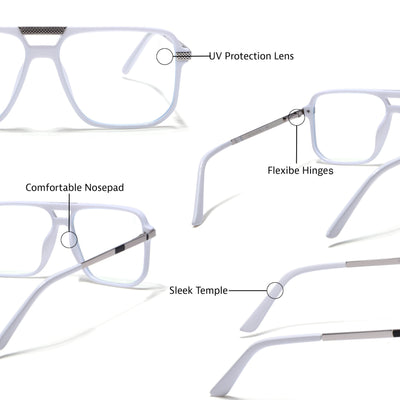 EyeJack Titex White Wayfarer Eyeglasses for Men & Women (18901CL256-C8)