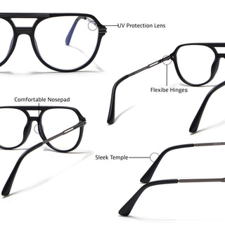 EyeJack Titex Matt Black & Grey Wayfarer Eyeglasses for Men & Women (18902CL263-C4)