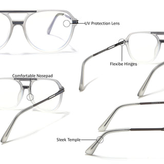 EyeJack Titex Matt Grey Wayfarer Eyeglasses for Men & Women (18902CL265-C6)