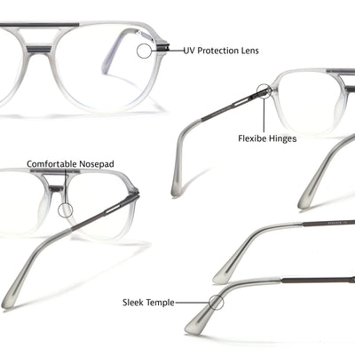 EyeJack Titex Matt Grey Wayfarer Eyeglasses for Men & Women (18902CL265-C6)