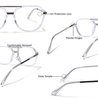 EyeJack Titex Transparent Wayfarer Eyeglasses for Men & Women (18902CL266-C7)