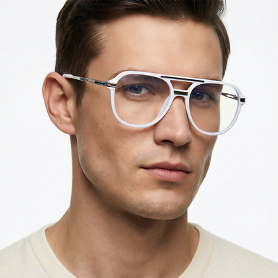 EyeJack Titex White Wayfarer Eyeglasses for Men & Women (18902CL347-C11)