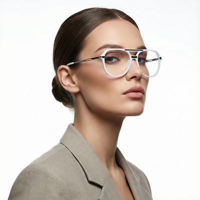 EyeJack Titex White Wayfarer Eyeglasses for Men & Women (18902CL347-C11)